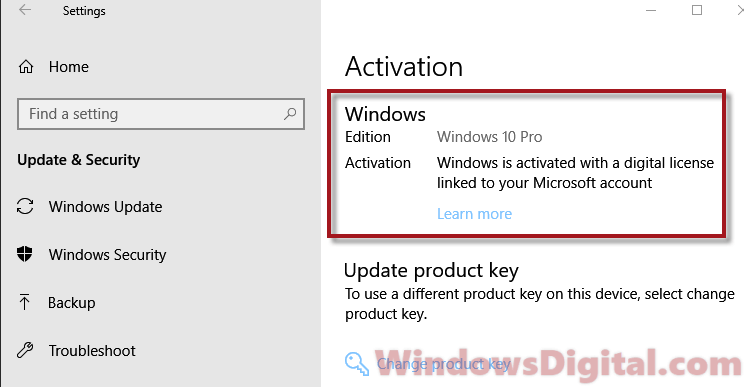 find windows 10 digital license key