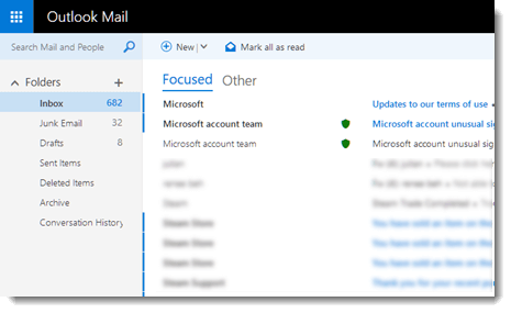 outlook mail interface