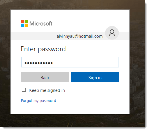 sign in to hotmail outlook mail password